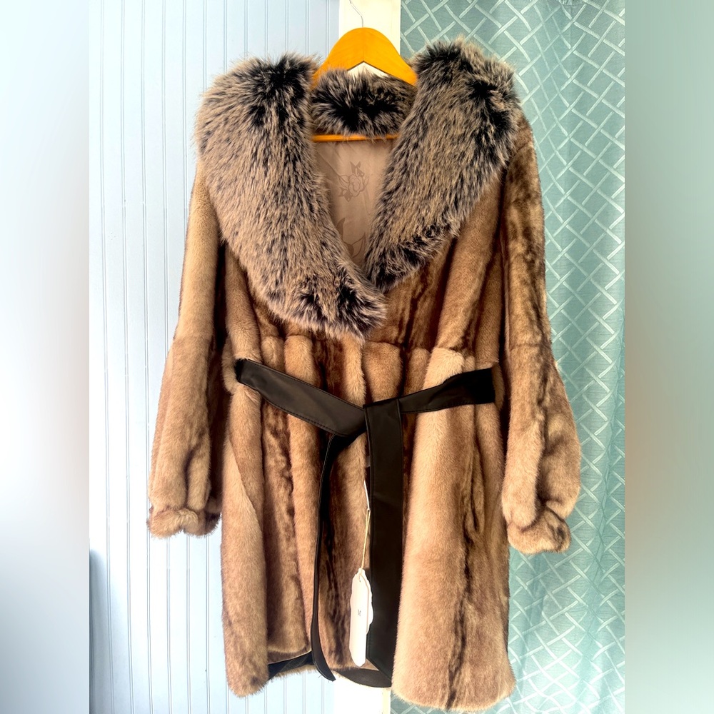 Faux fur print winter jacket